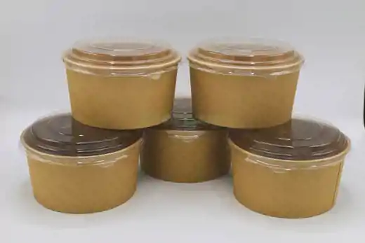 صورة ماعون ورق بني مع غطاء صديق البيئة