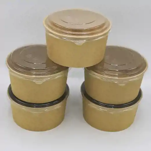 صورة ماعون ورق بني مع غطاء صديق البيئة