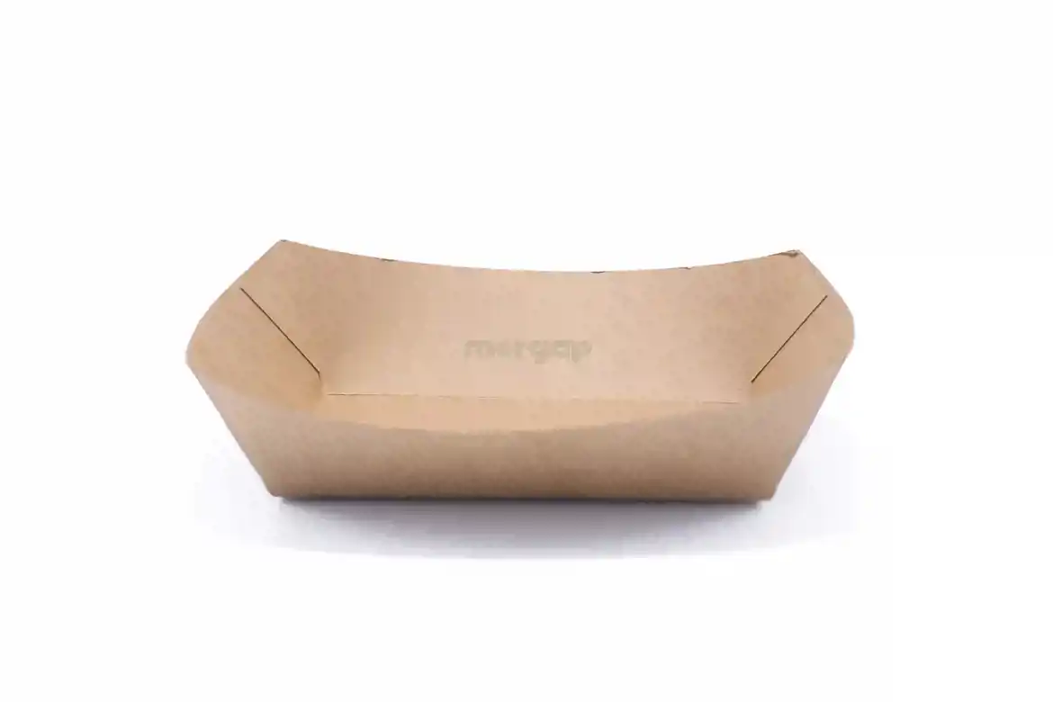 صورة صحون قارب بني ورق صديق للبيئة