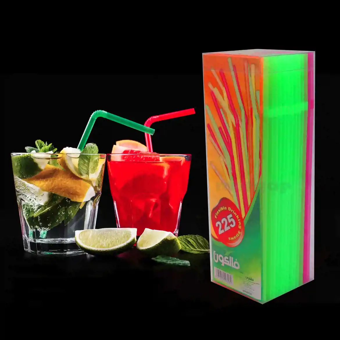 صورة اعواد بلاستيك 5 ملم الفلورسنت 225 قطعة