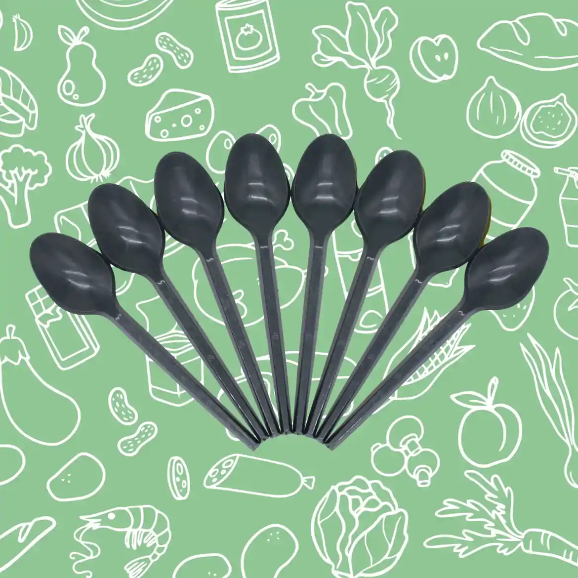 صورة ملعقة بلاستيكية سوداء 50 قطعة