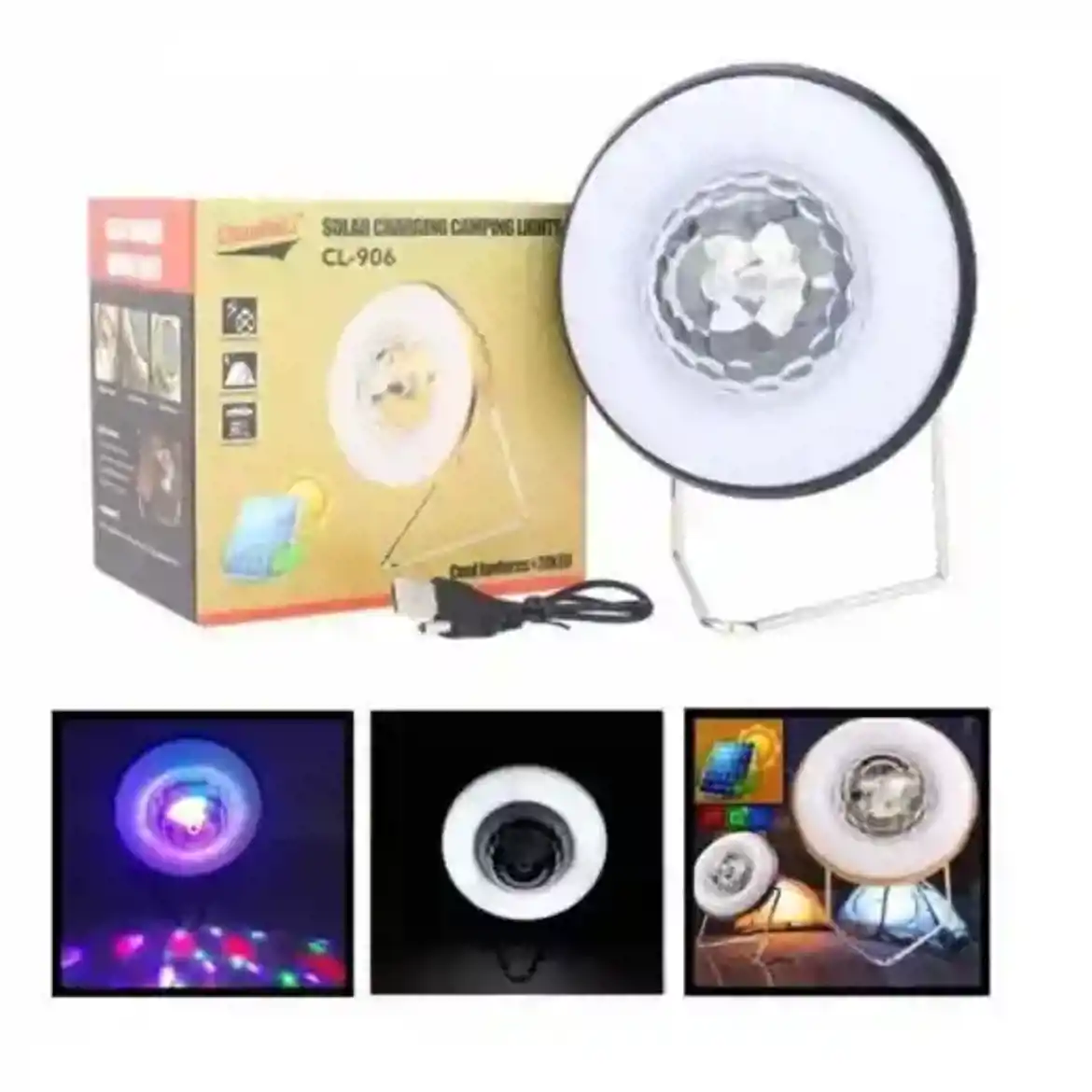 صورة 2-في 1 ضوء التخييم بالطاقة الشمسية وضوء ديسكو