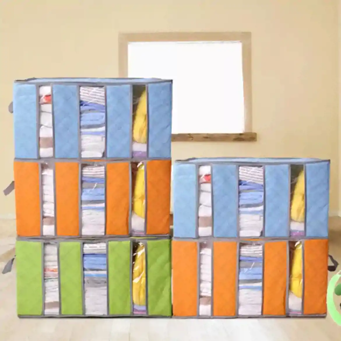 صورة حقيبة تخزين متعددة الألوان قابلة للطي